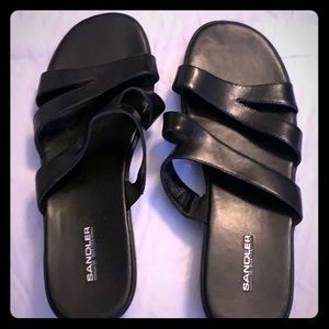 Black leather sandals